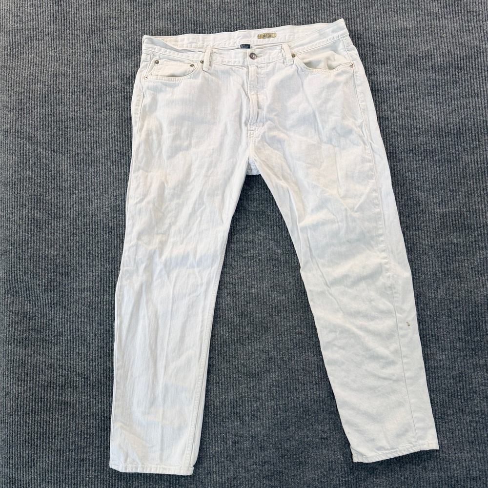 Polo Ralph Lauren Mens Straight Leg Jeans 38 x 30 White Solid 100 Cotton